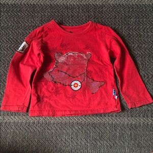 Kids Long-Sleeve Red Bear Graphic Tee